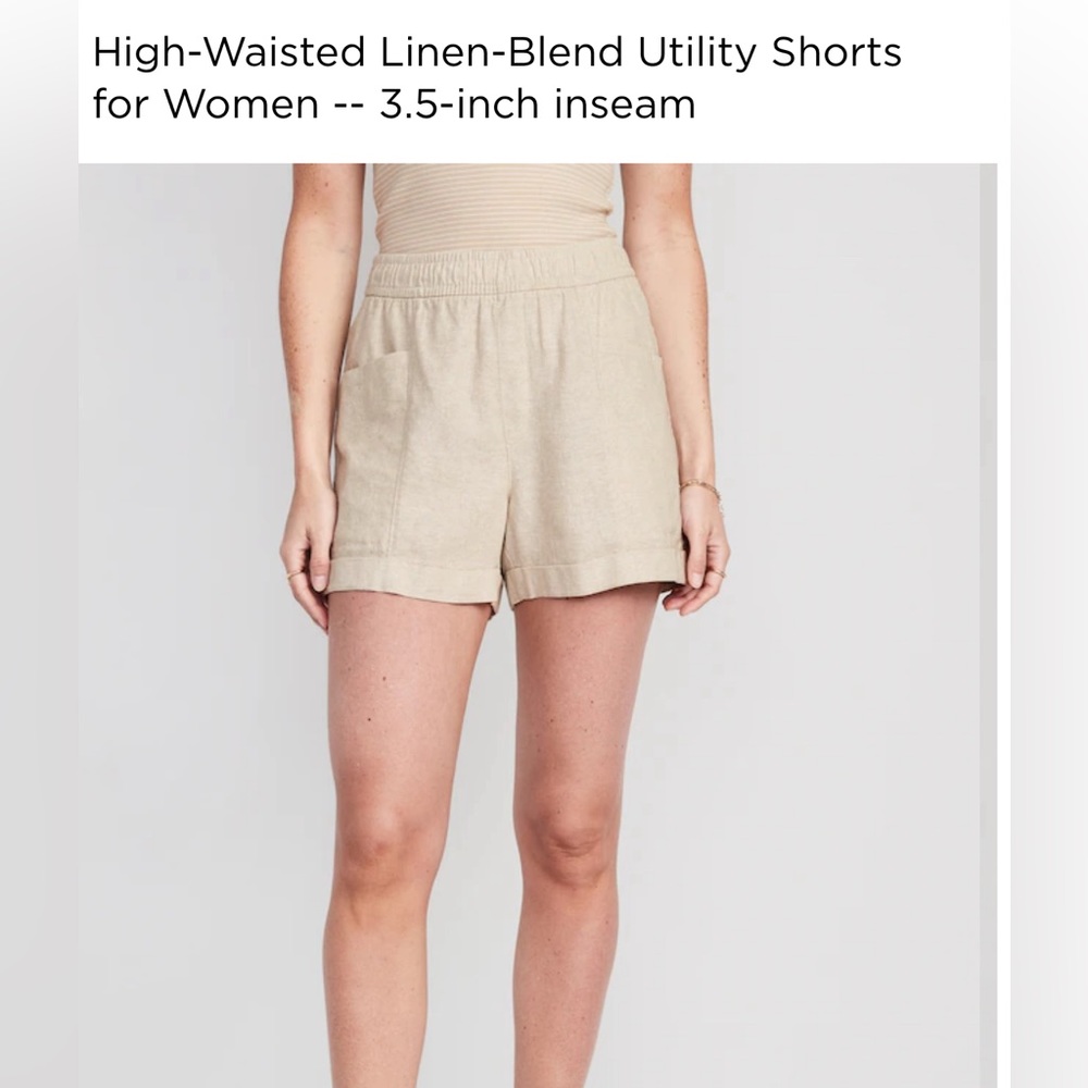 NWT OLD NAVY High-Waisted Linen-Blend Utility Shorts